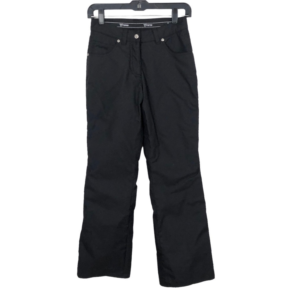 FERA Black Womens Snow Ski Pants sz 2 R Nylon Insulated Zip Pockets Outdoor​​​​